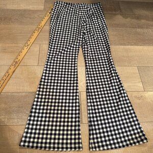 HALARA Black and White Checkered Flare Pants